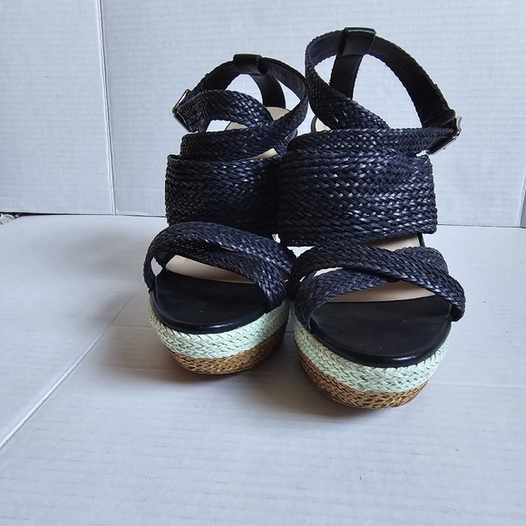 Loeffler Randall Striped Woven Platform Wedge Sandals 9 - Picture 3 of 8